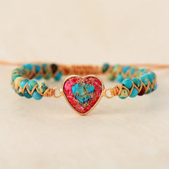 Natural Stone Heart Charm Bracelets